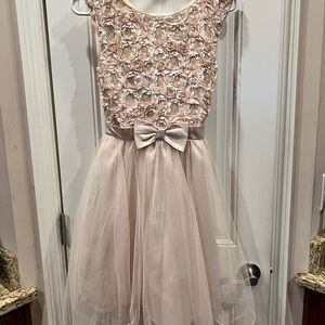 Pink & Violet Appliquéd Floral Sequins Tulle Dress Sz 16